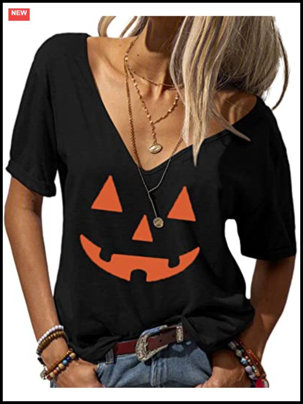 Women's Deep V-Neck Short Sleeve Tunic Tee Casual Loose Fit Top